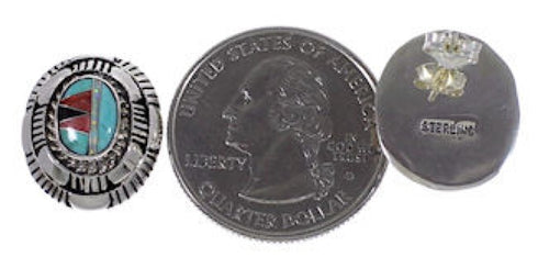 Multicolor Inlay And Sterling Silver Post Earrings AS34551