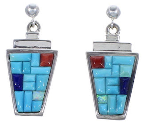 Turquoise Multicolor Jewelry Sterling Silver Post Earrings HS28615