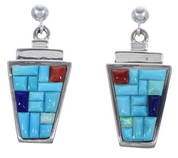 Turquoise Multicolor Jewelry Sterling Silver Post Earrings HS28615