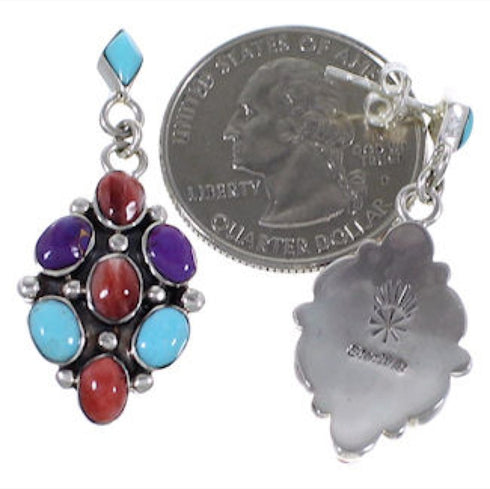 Sterling Silver Jewelry Turquoise Multicolor Post Earrings HS33416