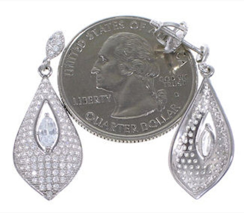 Cubic Zirconia And Sterling Silver Post Dangle Earrings DS55175