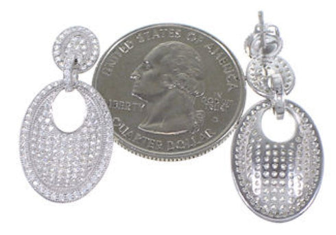 Authentic Sterling Silver Cubic Zirconia Post Dangle Earrings DS55306