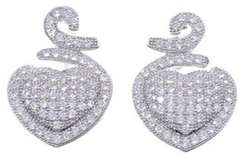 Southwest CZ Sterling Silver Heart Post Earrings Jewelry AS55295