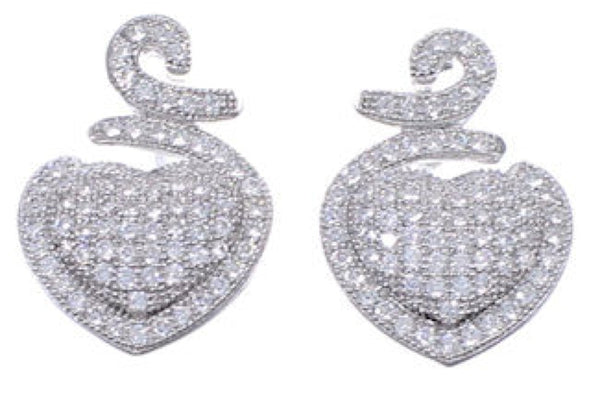 Southwest CZ Sterling Silver Heart Post Earrings Jewelry AS55295
