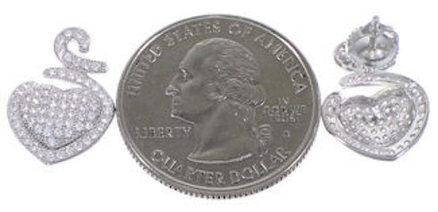 Southwest CZ Sterling Silver Heart Post Earrings Jewelry AS55295