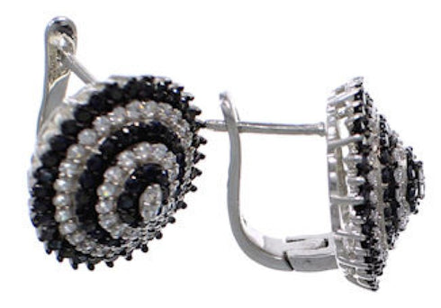 Sterling Silver Black And White Cubic Zirconia Post Earrings AS55260