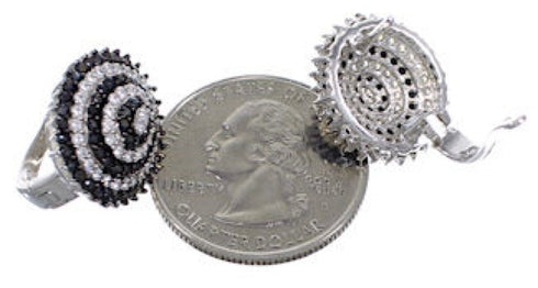 Sterling Silver Black And White Cubic Zirconia Post Earrings AS55260