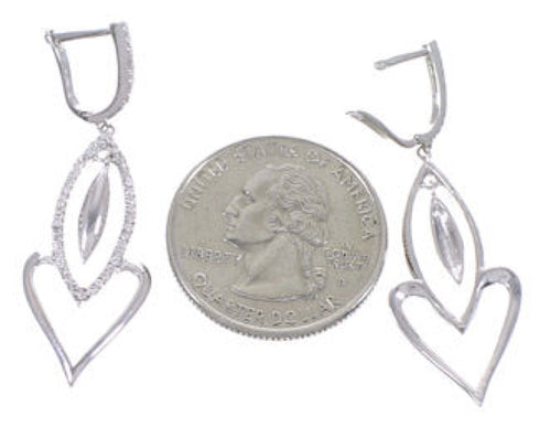Genuine Sterling Silver Cubic Zirconia Post Dangle Earrings DS55147
