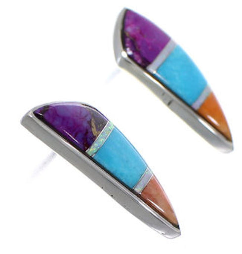 Sterling Silver and Multicolor Jewelry Post Earrings RS32379