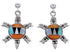 Turquoise Multicolor Silver Turtle Post Dangle Earrings RS39189