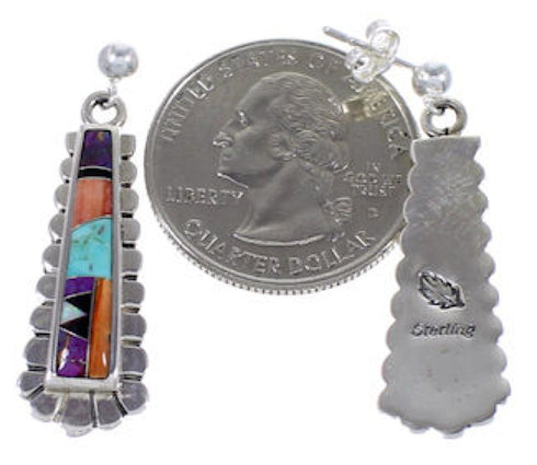 Sterling Silver Turquoise Multicolor Post Dangle Earrings RS39657