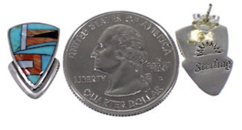 Silver Turquoise Multicolor Inlay Jewelry Post Earrings NS42540