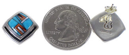 Sterling Silver Turquoise And Multicolor Post Earrings RS42699