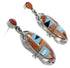 Turquoise Multicolor Inlay Silver Post Dangle Earrings NS33184