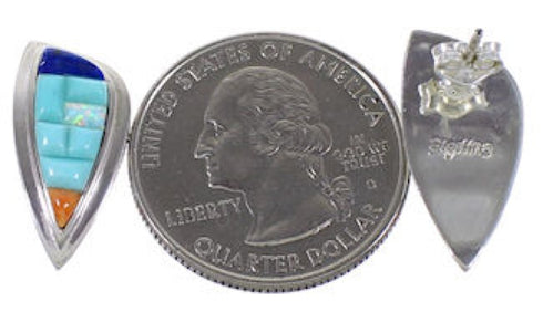 Sterling Silver Jewelry Turquoise Multicolor Post Earrings HS28092