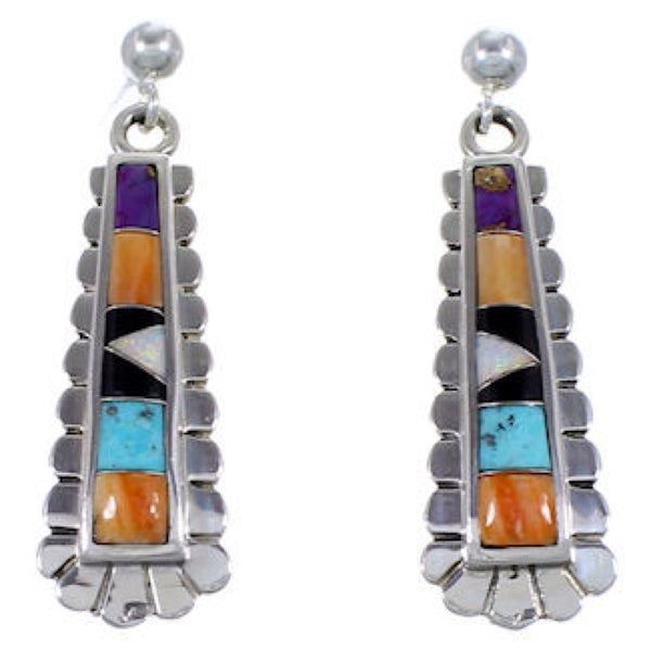 Sterling Silver Jewelry Multicolor Turquoise Post Earrings RS39645