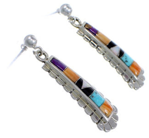 Sterling Silver Jewelry Multicolor Turquoise Post Earrings RS39645