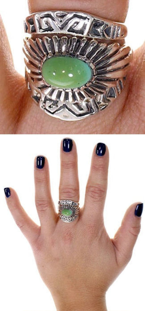 Silver Southwest Turquoise Stackable Ring Set Size 6-3/4 AX87347