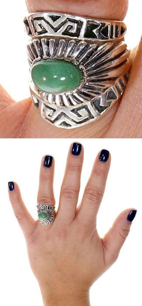 Stackable Sterling Silver And Turquoise Ring Set Size 5-1/4 UX33417