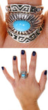 Sterling Silver And Turquoise Stackable Ring Set Size 8-1/2 UX33440