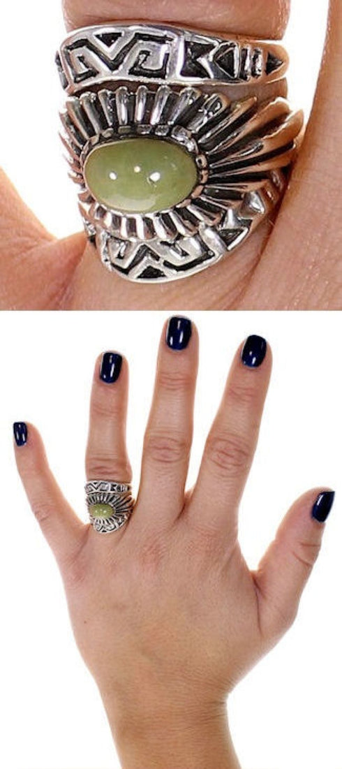 Genuine Sterling Silver Stackable Turquoise Southwestern Ring Set Size 7-1/4 AX87360