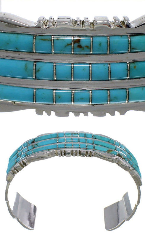 Sterling Silver Southwest Turquoise Inlay Bracelet TX39609