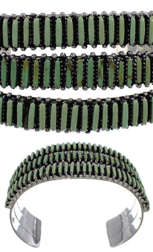 Genuine Sterling Silver Turquoise Needlepoint Jewelry Bracelet VX37378