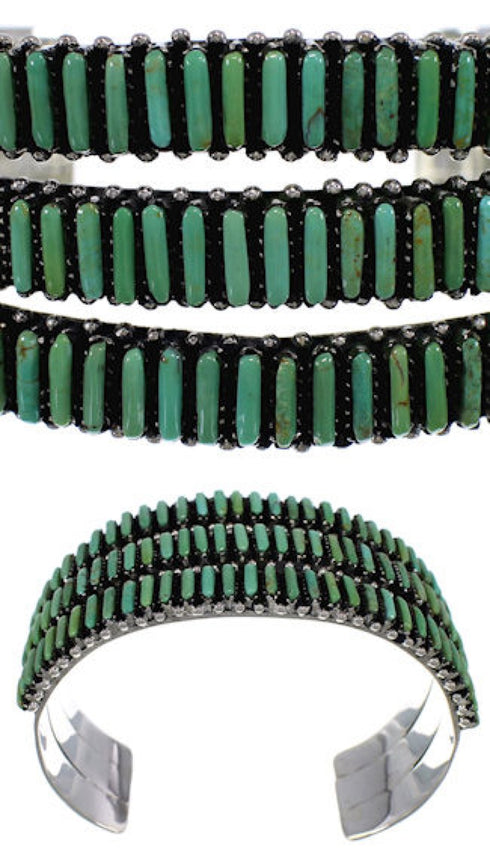 Turquoise Authentic Sterling Silver Needlepoint Bracelet VX37387