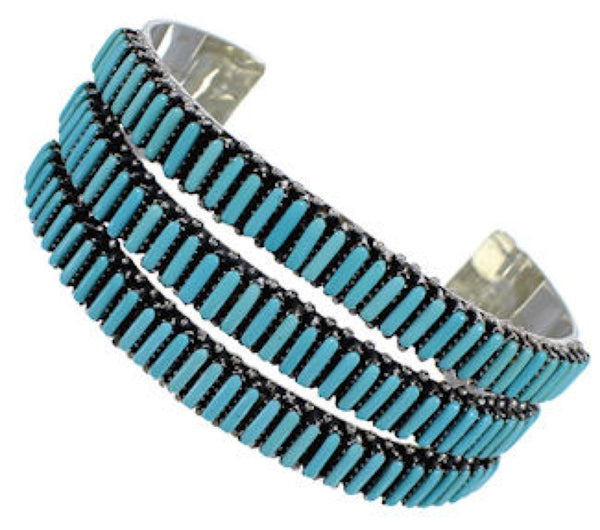 Southwest Turquoise Needlepoint Sterling Silver Bracelet VX37415
