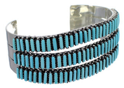 Southwest Turquoise Needlepoint Sterling Silver Bracelet VX37415