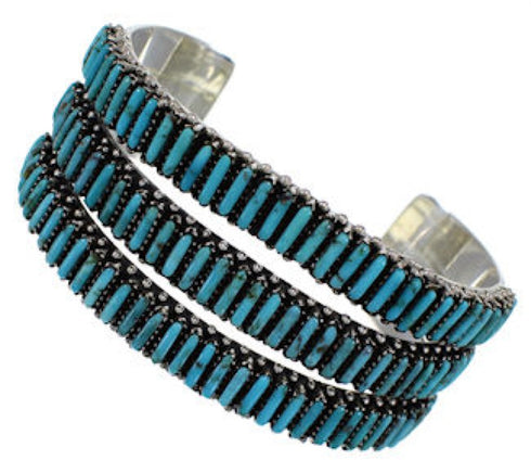 Turquoise Genuine Sterling Silver Needlepoint Cuff Bracelet VX37421