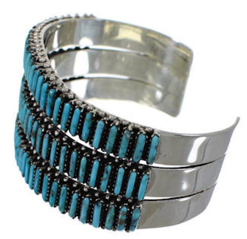 Turquoise Needlepoint Sterling Silver Southwest Bracelet VX37427