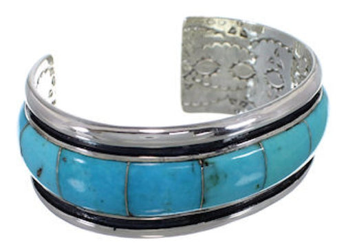 Turquoise Inlay Sterling Silver Cuff Bracelet EX41609