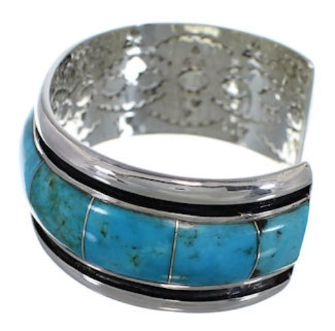 Turquoise Inlay Sterling Silver Cuff Bracelet EX41619