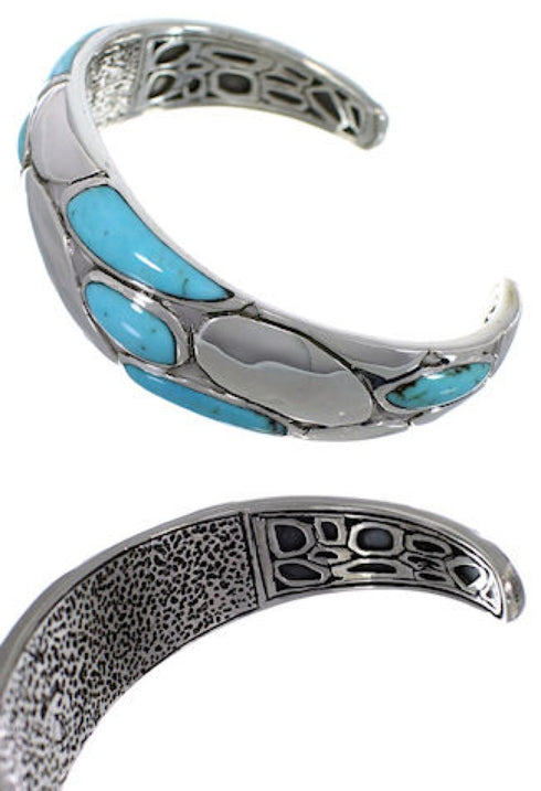 Southwestern Silver And Turquoise Cuff Bracelet TX39590