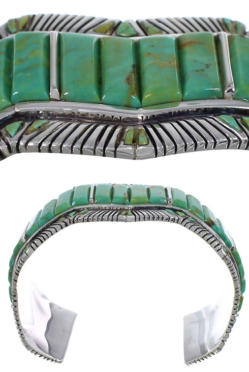 Genuine Sterling Silver Southwest Turquoise Cuff Bracelet CX49715