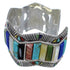 Southwest Authentic Sterling Silver Multicolor Cuff Bracelet CX49720