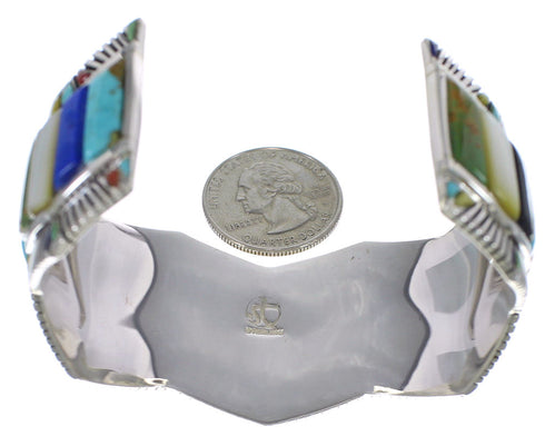 Southwest Authentic Sterling Silver Multicolor Cuff Bracelet CX49720