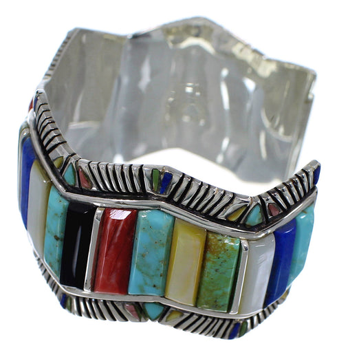 Southwest Multicolor Authentic Sterling Silver Cuff Bracelet CX49721