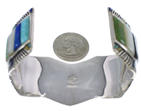 Southwest Multicolor Authentic Sterling Silver Cuff Bracelet CX49721
