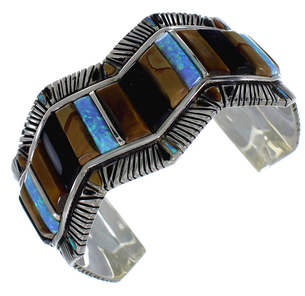 Multicolor Southwest Authentic Sterling Silver Cuff Bracelet CX49723