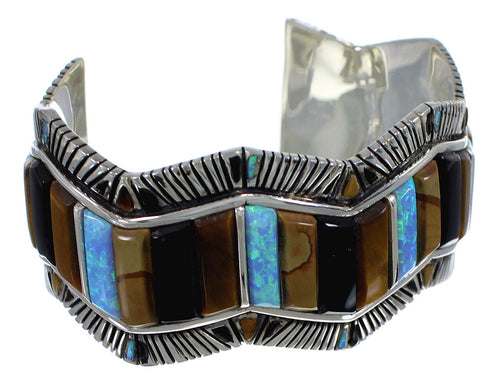 Multicolor Southwest Authentic Sterling Silver Cuff Bracelet CX49723
