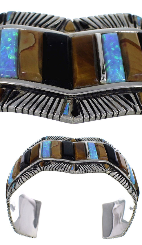 Multicolor Southwest Authentic Sterling Silver Cuff Bracelet CX49723
