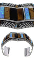 Multicolor Southwest Authentic Sterling Silver Cuff Bracelet CX49723