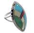 Southwest Multicolor Inlay And Genuine Sterling Silver Ring Size 5 WX81189