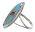 Southwestern Multicolor Inlay Sterling Silver Ring Size 5-3/4 UX33656