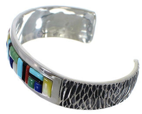Multicolor Inlay Sterling Silver Cuff Bracelet Jewelry PX38944