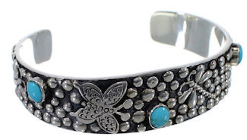 Butterfly Dragonfly Sterling Silver Turquoise Cuff Bracelet PX38954