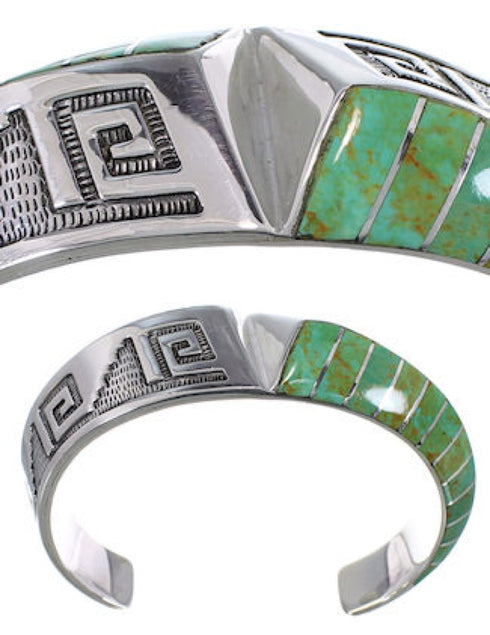 Southwestern Jewelry Turquoise Inlay Silver Cuff Bracelet BW70519
