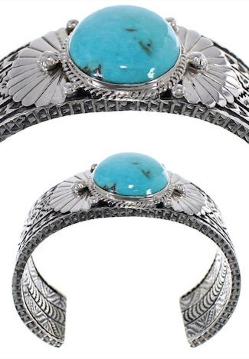 Southwestern Turquoise Sterling Silver Cuff Bracelet HX27228